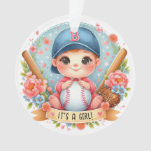 Bliss de baseball Baby Girl Faire-part Floral Baby