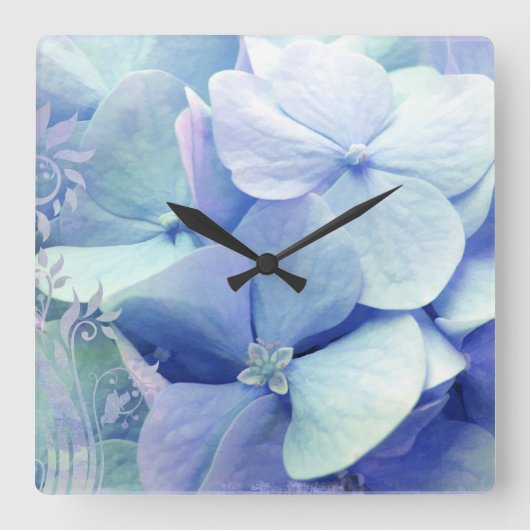 Bliss hydrangea horloge murale bleu aqua periwinkl (Recto)