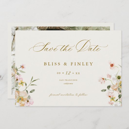 BLISS Pastel Save The Date Minimal Huwelijkskaart (Voorkant / Achterkant)