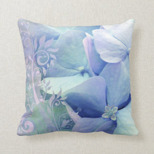 "Bliss" Periwinkle Lavender Blue Hydrangea pillow Kussen