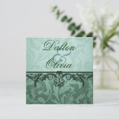 Blissant Faire-part de mariage floral Brocade Sage (Debout devant)