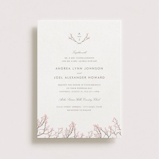 Blisser Branches Monogramme Faire-part de mariage
