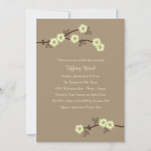 Blissful Blossom Bridal Shower Uitnodiging (Voorkant)