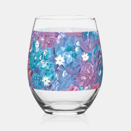Blissful Blue Floral Wijnglas Zonder Voet