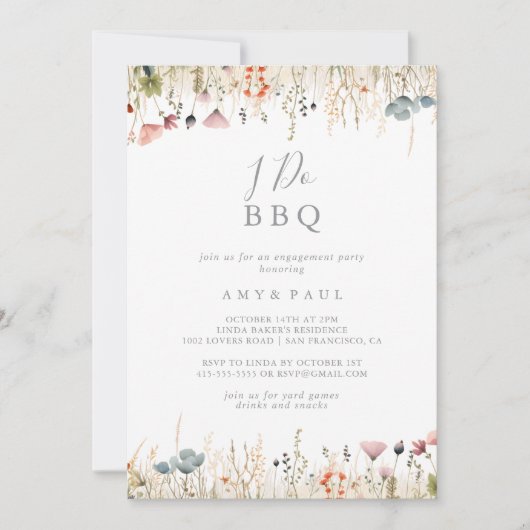 Blissful Boho Wildflower I Do BBQ Engagement Party Kaart (Voorkant)