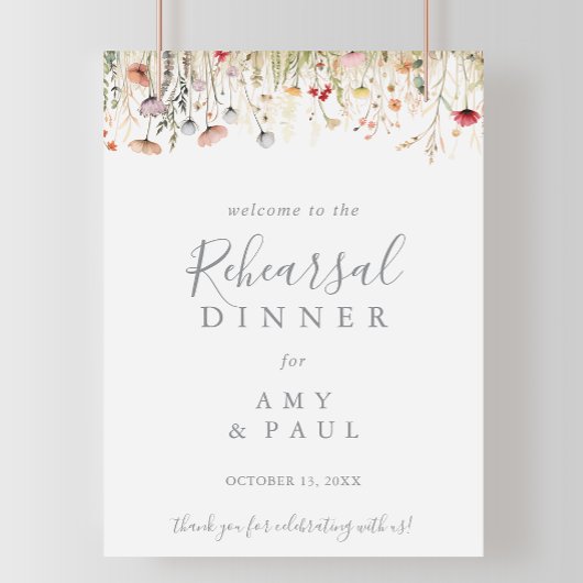 Blissful Boho Wildflower Rehearsal Dinner Welcome Poster