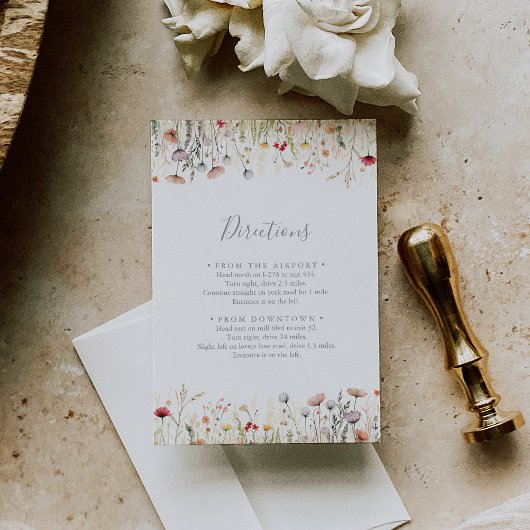 Blissful Boho Wildflower Wedding Routebeschrijving Informatiekaartje