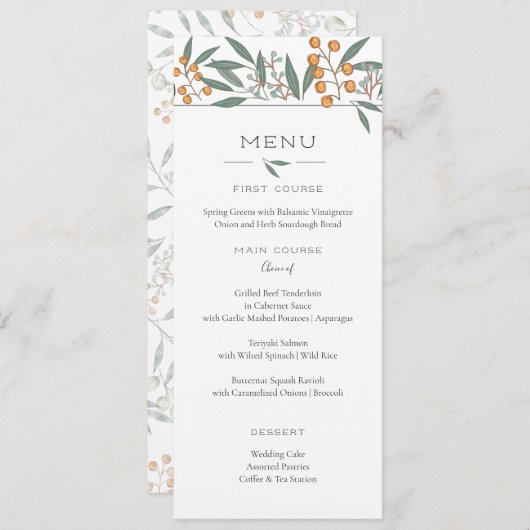 Blissful Bounty Botanty Mariage Carte menu (Devant / Derrière)