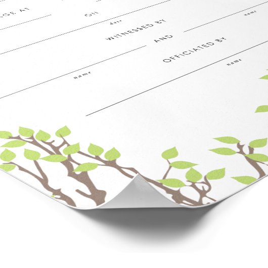 Blissful Branches Keepomwille Marriage Certificate Poster (Hoek)