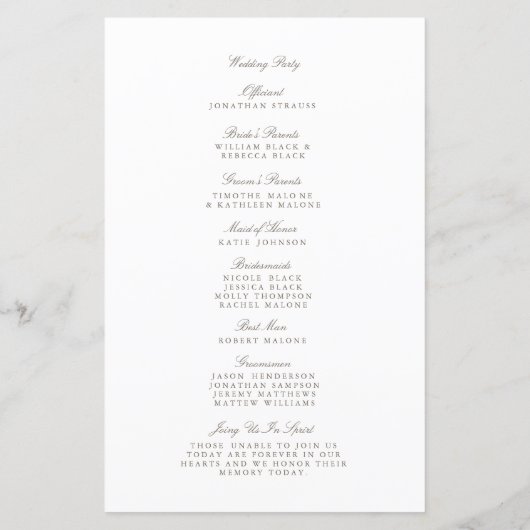 Blissful Branches Programme de mariage (Dos)