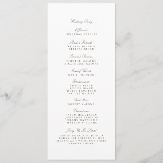 Blissful Branches Programme de mariage (Dos)