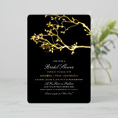 Blissful Branches Vrijgezellenfeest Gold Foil Invi Folie Uitnodiging (Staand Voorkant)