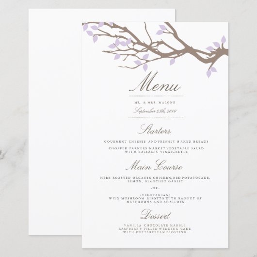Blissful Branches Wedding Dinner Menu (Voorkant / Achterkant)