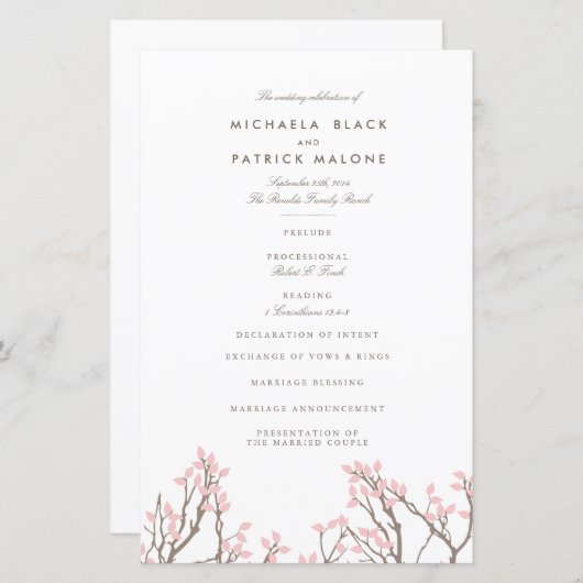 Blissful Branches Wedding Programme (Voorkant / Achterkant)