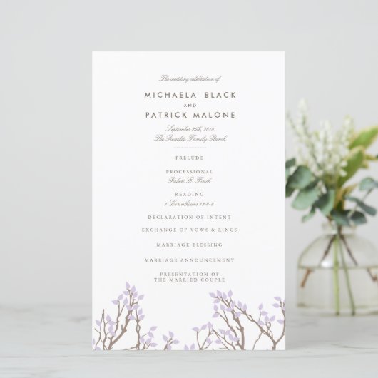 Blissful Branches Wedding Programme (Staand voorkant)