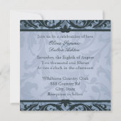 Blissful Brocade Blue Floral Wedding Invitation Kaart (Achterkant)