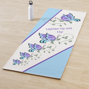Blissful Butterfly Yoga Mat (blauw) - Personalisee