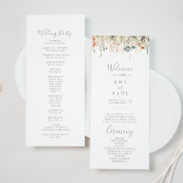 Blissful Colorful Boho Wildflower Wedding Program Programma
