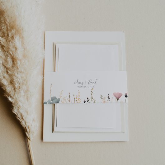 Blissful Colorful Boho Wildflower Wedding Uitnodigingen Wikkel