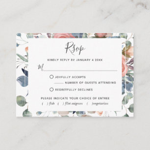 Blissful Floral, Dusty Blue et Greenery Carte RSVP