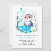 Blissful Otter's Waterverf Dreams Boy Baby shower Kaart (Voorkant)