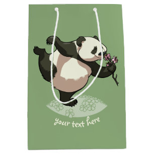 Blissful panda die bloesbloemen smolt met tekst medium cadeauzakje