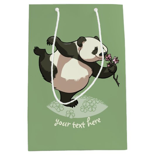 Blissful panda die bloesbloemen smolt met tekst medium cadeauzakje (Voorkant)