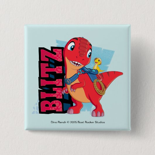 Blitz | Dino Ranch Vierkante Button 5,1 Cm (Voorkant)