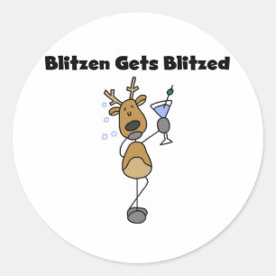 Blitzen krijgt geblitseerde rendierHumor Ronde Sticker