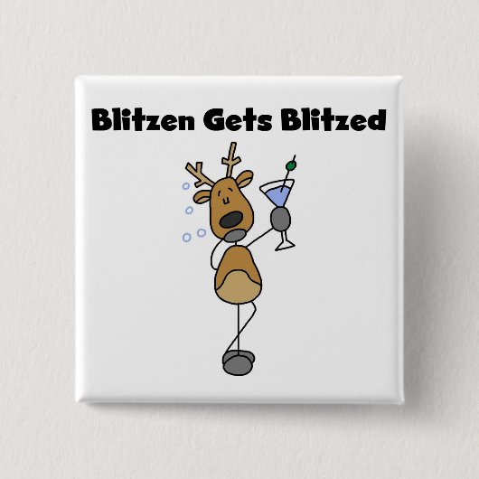 Blitzen krijgt geblitseerde rendieroverhemden en c vierkante button 5,1 cm (Voorkant)