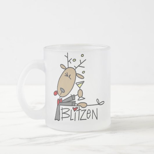 Blitzen rendieren kersthemden en cadeautjes matglas koffiemok (Links)