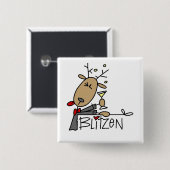 Blitzen rendieren kersthemden en cadeautjes vierkante button 5,1 cm (Voorkant /achterkant)