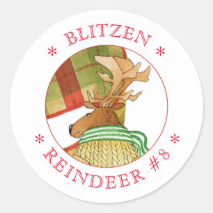 BLITZEN RENDIEREN Kleine ronde Stickers