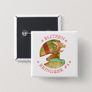 BLITZEN RENDIEREN Vierkante Pin Button
