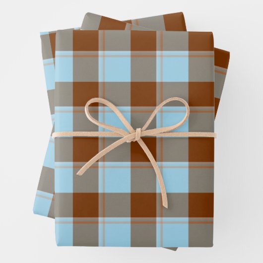 Blizzard Blue and Livid Brown Plaid Inpakpapier Vel (In situ)