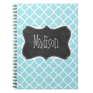 Blizzard Blue Quatrefoil;  krijtbord look Notitieboek