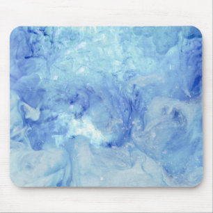 "Blizzard" collectie- blauw en wit abstract Muismat