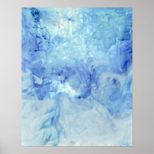 "Blizzard" collectie- blauw en wit abstract Poster
