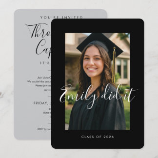 BLK & GRAY 2026 | Graduation Invite with Photo Kaart