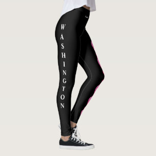 Blk Washington State Rhododendron Flower Leggings