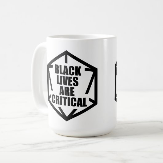 BLM Black Lives Are Critical (B&W) Koffiemok (Voorkant links)