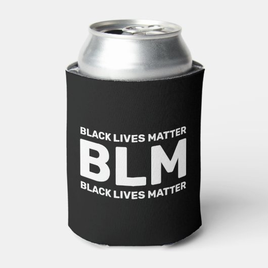 BLM Black Lives Matter White Typografie op zwart Blikjeskoeler (Blikje Voorkant)