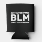 BLM Black Lives Matter White Typografie op zwart Blikjeskoeler (Achterkant)