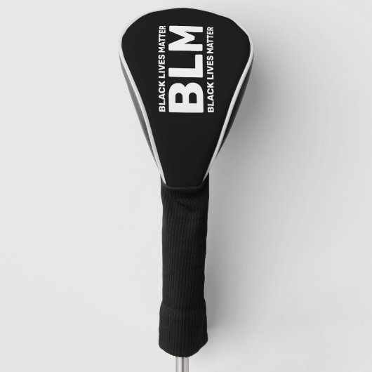 BLM Black Lives Matter White Typografie op zwart Golfheadcover (Voorkant)