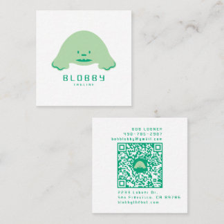 Blobby Character Logo | Fun Mascot with QR code Vierkante Visitekaartje