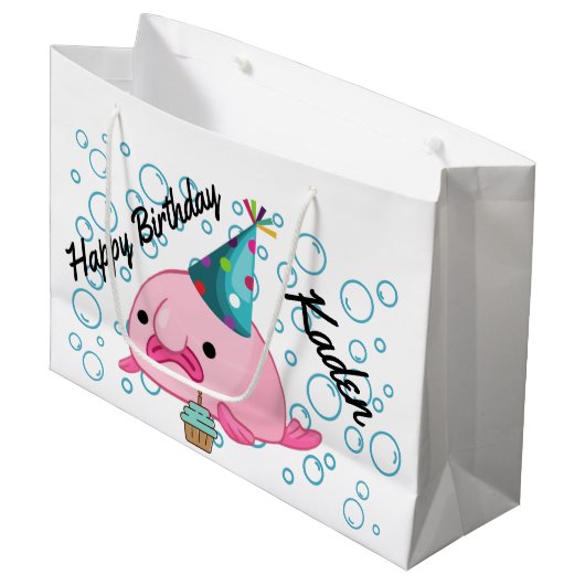 Blobfish Birthday Groot Cadeauzakje (Voorkant Gekanteld)