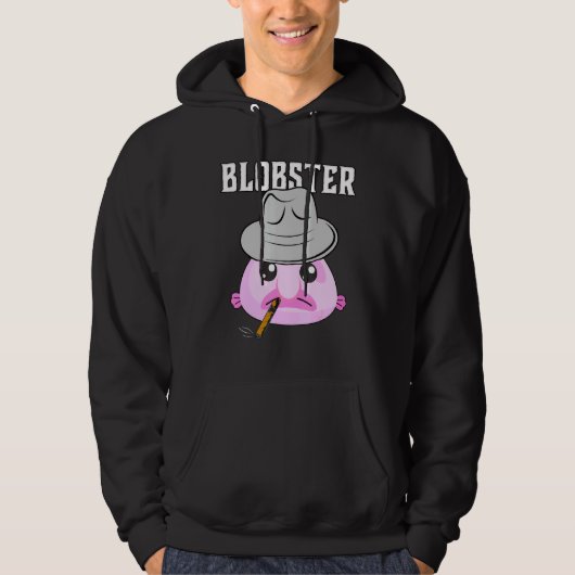 Blobfish Mobster Blobster Fish Fedora Pet en Ciga Hoodie (Voorkant)