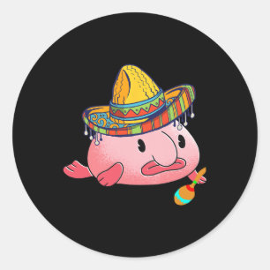 Blobfish Ugly Fish Deep Zee Funny Sombrero Kostuum Ronde Sticker