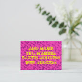 Blobs violets sur Carte de visite rose (Debout devant)