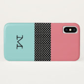 Bloc couleur et Pois iPhone X Coque (Dos (Horizontal))